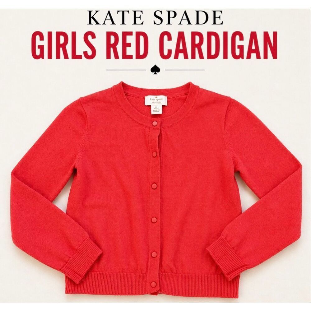 Kate Spade Girls Pink Cardigan Sweater Button Front Size 10Y